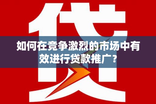 盘龙如何在竞争激烈的市场中有效进行贷款推广？