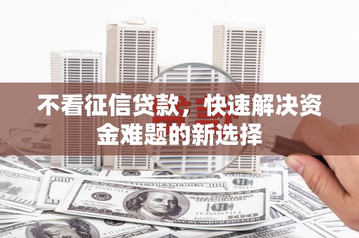 盘龙不看征信贷款，快速解决资金难题的新选择