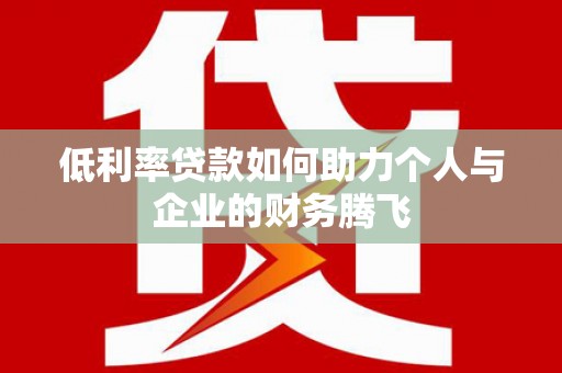 盘龙低利率贷款如何助力个人与企业的财务腾飞