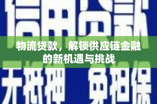 盘龙物流贷款，解锁供应链金融的新机遇与挑战